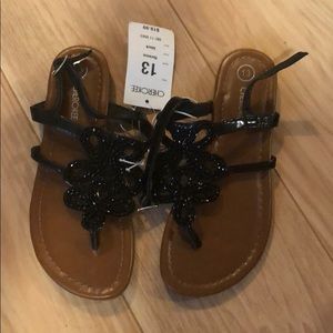 ➡️2 for $15 ⬅️ Cherokee Girls Black Sparlkle Sandals 13